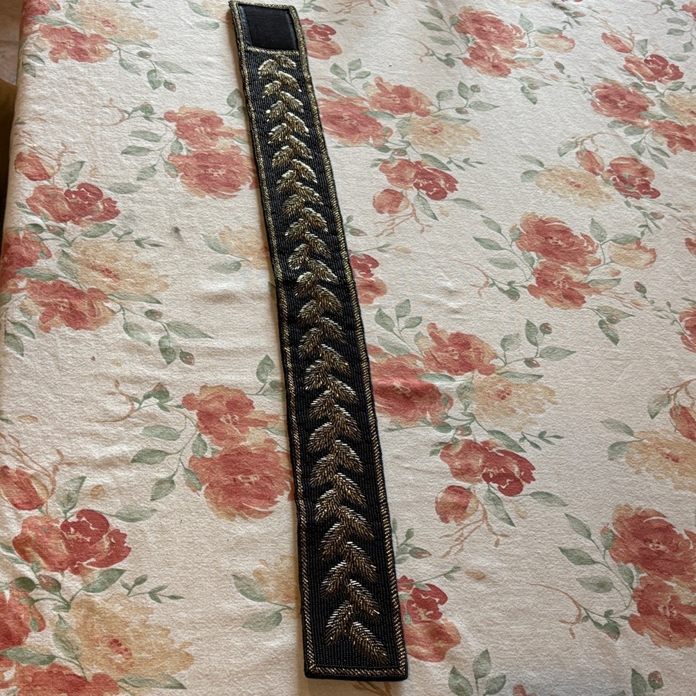 Black and Gold Embroidered Women's Waist Belt